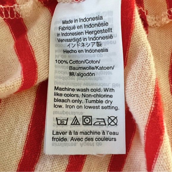 Madewell sz XS Flutter-Sleeve Tee top in Yorktown Stripe beige red striped - Picture 14 of 16